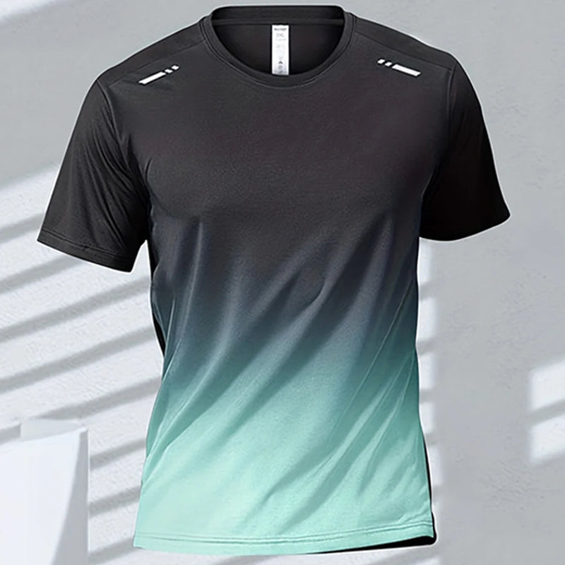 Camisetas deportivas para hombre, ropa deportiva de fitness, de secado rápido, con gradiente, de manga corta, para exteriores, baloncesto, entrenamiento, running, ropa para hombre