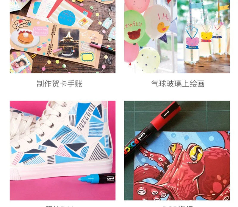 16pcs Japan UNI POSCA Markers Set Acrylic Graffiti Drawing Permanent Waterproof Children's Drawing PC-3M/1M/5M Art Supplies