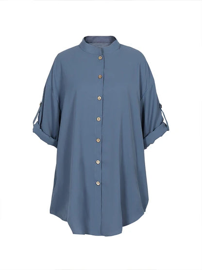 Vestido de mujer con cuello en V, botones, manga corta, peplum, cómodo, monocromático, talla grande, verano 2024, la mejor opción. 