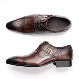 Nice Men Black Brown Leather Oxford Brogue Dress Shoes Office Men's Leather Men's Pair with Suit Jeans Side Lace Up Buckle Stylish