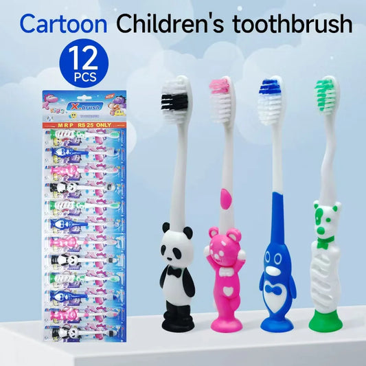 12pcs Children's soft bristled toothbrush, cleaning and protecting gums, suitable for babies aged