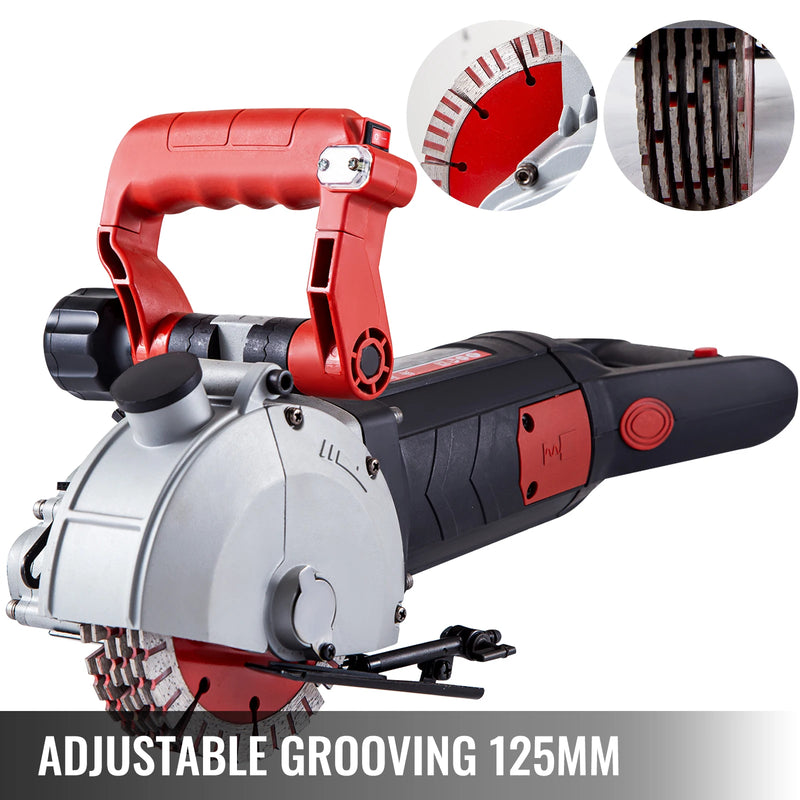 VEVOR Max 4800W Wall Chaser Concrete Cutter Electric Laser Aiming Groove Slotting Machine 125mm Circular Saw Cutting Power Tool