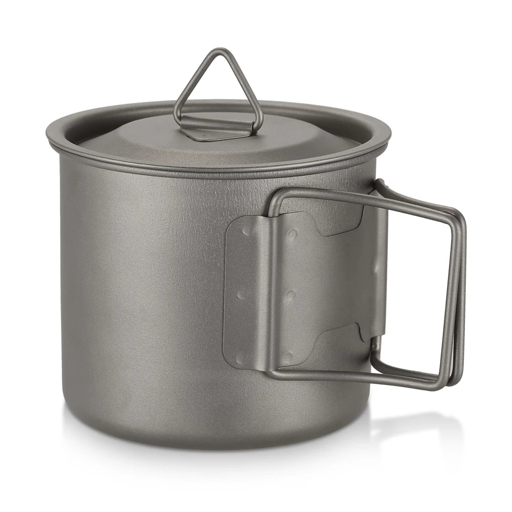 Taza de agua ultraligera de titanio Lixada con asa plegable, portátil para exteriores, camping, picnic, 300 ml/350 ml/550 ml/650 ml