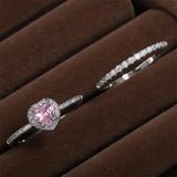 ZAKOL Romantic Pink Heart CZ Engagement Rings for Women Fashion AAA Cubic Zirconia Wedding Bands Jewelry Valentine's Day Gift