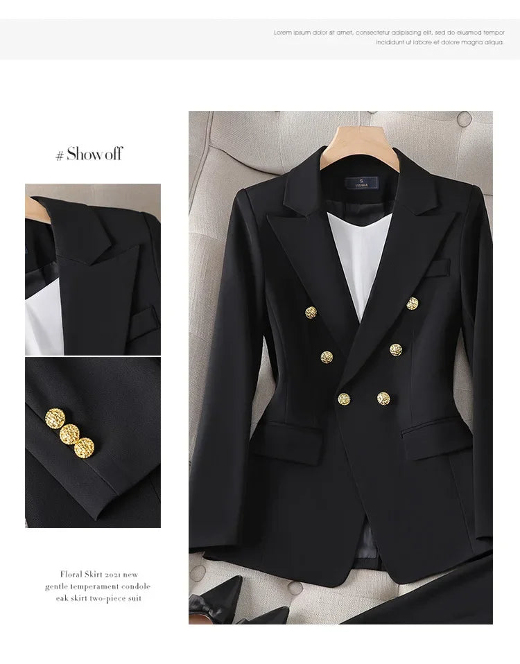 Elegant Women's Fashionable White Western-Style Suit Zihongsuitsuit High-End Business Attire Long-Pants Set For Special Occasion