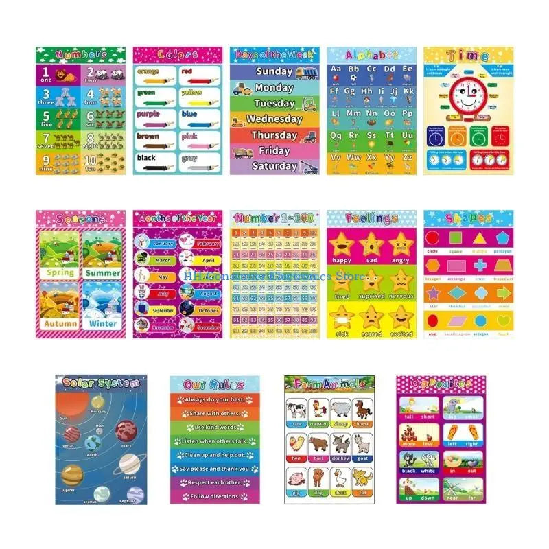 C4DC English Words Vocabulary Learning Chart Cartoon Picture Kids Early