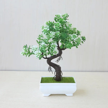 Plantas de plástico artificiais bonsai pequeno vaso de árvore planta falsa vaso de flores arranjo de jardim ornamentos quarto decoração de mesa de casa