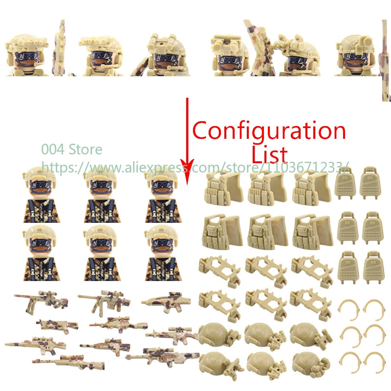 Military Special Forces Action Figure Building Blocks Ghillie Suit Weapons Sniper SWAT Ghost KSK Police Bandit Boy Toy Gift F029