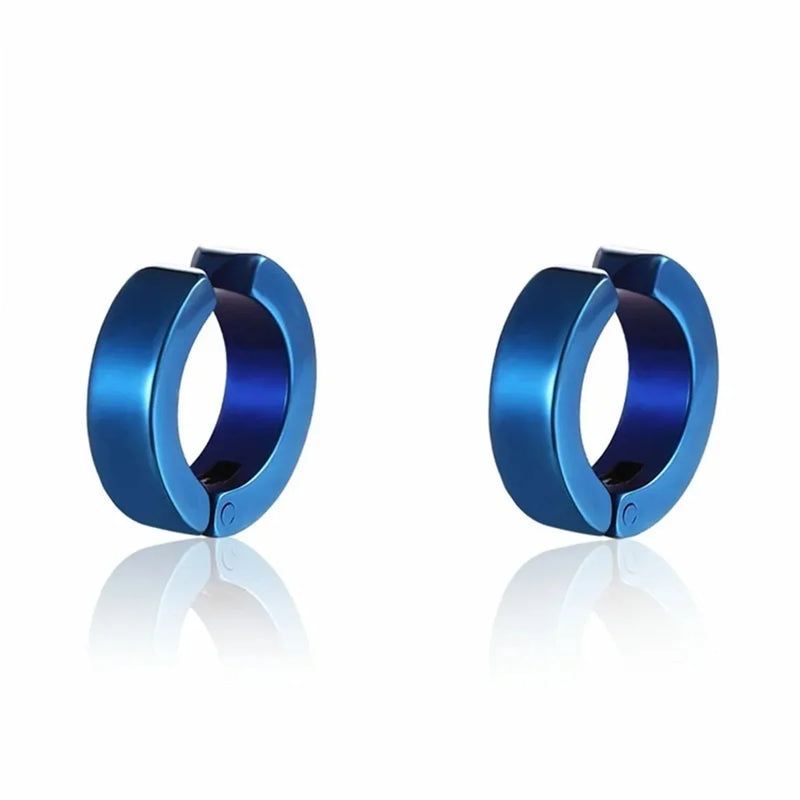 2 pendientes de aro de acero inoxidable 316L de moda, sin perforación, con clip, falsos.