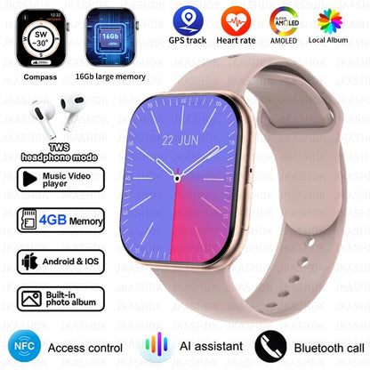 New For Apple Watch 10 GPS NFC Smart Watch Men Women Wireless Charging BT Call Waterproof HD AMOLED Smartwatch For Android IOS