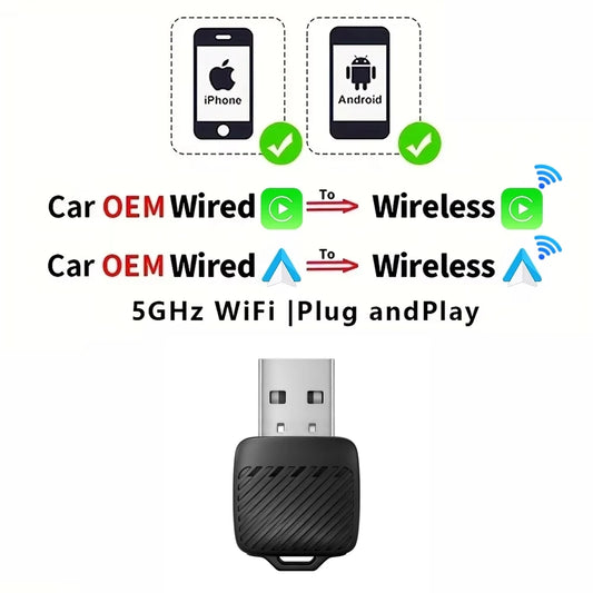 Wireless Carplay Adapter Android Auto 2in 1 Smart Dongle 2025 5G WIFI For iphone Android Phone For Volvo Benz Mg Kia Chery VW