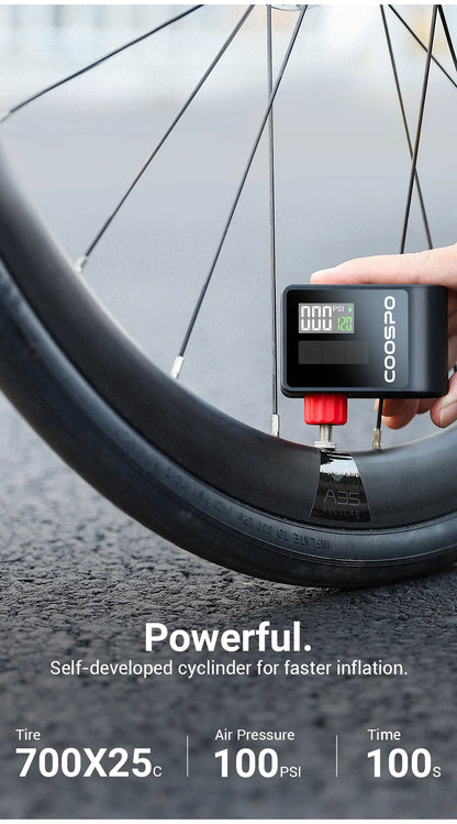COOSPO Mini Electric Air Pump Portable Digital Inflator 120PSI 500mAh MTB Road Bike Accessories for Bike Schrader Presta Tires