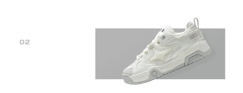 Xtep Star-X Skateboarding Shoes For Women 2024 Spring Comfortable Women's Leisure Shoes Thick Sole  Outdoor Shoes 876118310003