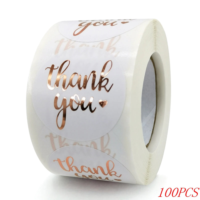 50-500pcs 1inch Blue Thank You Stickers For Envelope Sealing Labels Stationery Supplies Handmade Wedding Gift Decoration Sticker