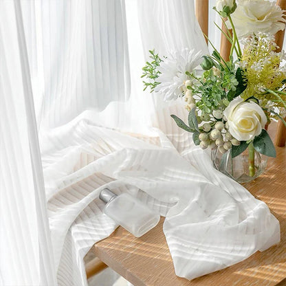 Vertical Louvered Chiffon Transparent Curtains High-quality Sun Shading White Chiffon Suitable for Living Rooms and Bedroom 1PC