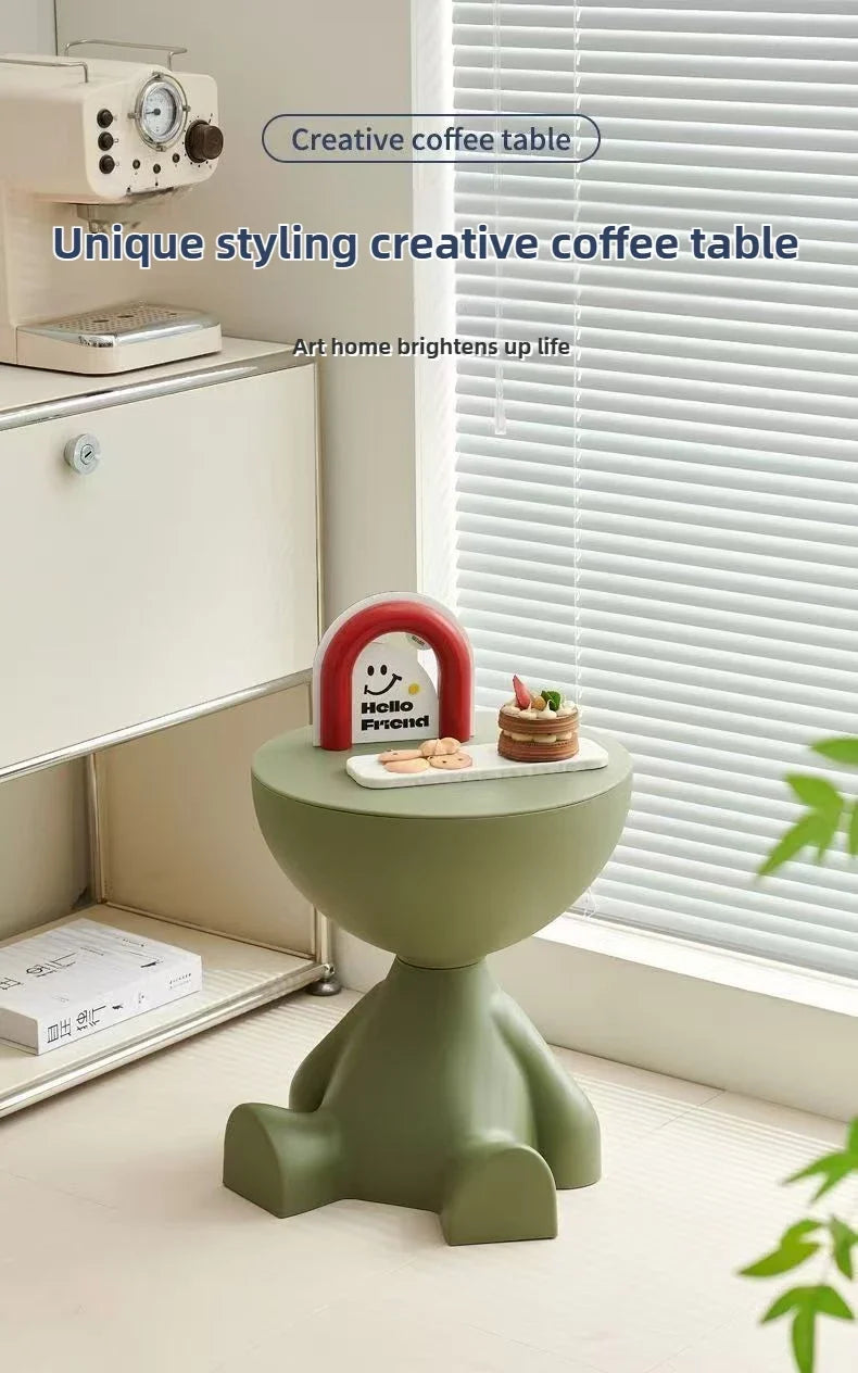 Mesa auxiliar de sofá de dibujos animados de lujo, ligera, creativa, de cabeza plana, pequeña, de plástico, para el hogar