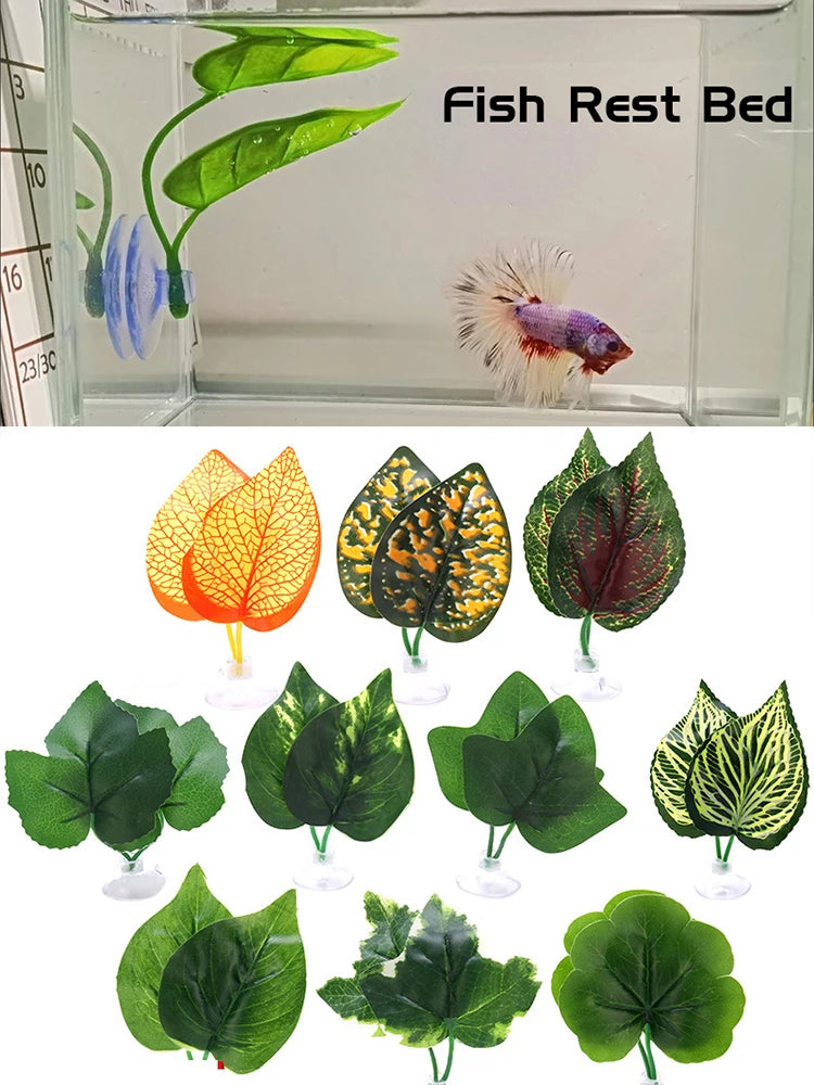 1pcs Fish Tank Artificial Leaf fish rest bed decor Aquarium Decoration Floating Bed Leaf Hammock FightingPerch Betta Spawning