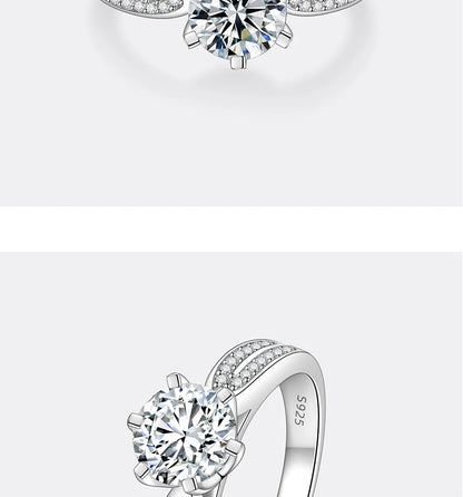 PERFANY 0.5-2CT Moissanite Ring for Women S925 Pure Silver Laboratory GRA Certified Diamond Wedding Luxury Jewelry
