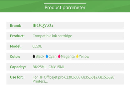 IBOQVZG 655XL New Ink Cartridge For HP 655XL Compatible For HP655  Deskjet Ink Advantage 3525 4615 4625 5525 6525 Printer