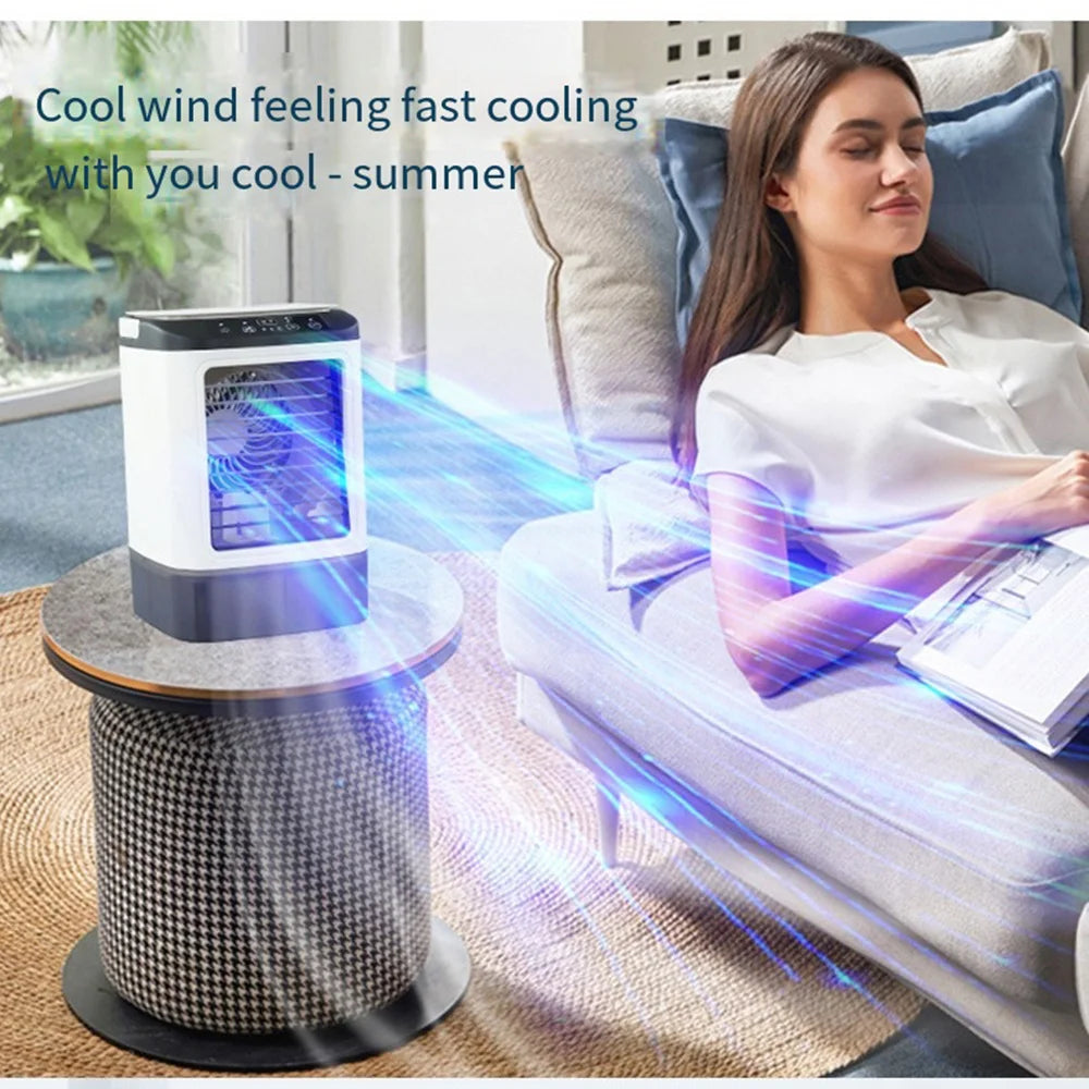 USB Portable Air Conditioner Fan Mini 3 Gears Home Desktop Cooling Fan LED Night Lamp Air Cooler for Room Office Camping 선풍기