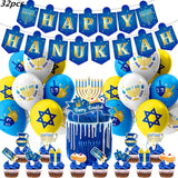 Disposable Jewish Hanukkah Supplies, Cutlery Set, Plates, Napkins, Cup, Festival Party Decorations 