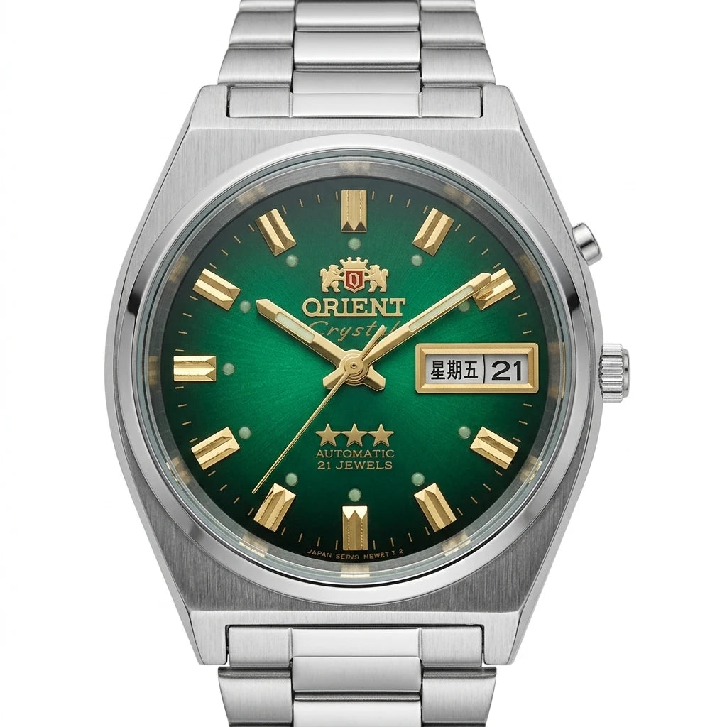 Relógio masculino automático vintage 36mm mostrador champagne em aço inox