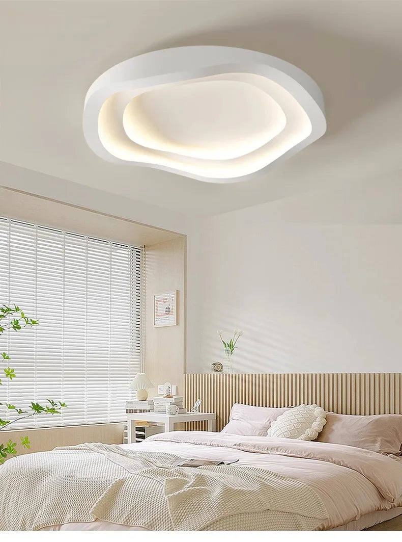 Modern Bedroom Ceiling Light Home Decor Simple Master Bedroom Lamps Nordic Circular Cream Style Living Room LED Lighting Fixture
