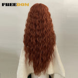 FREEDOM Synthetic Lace Front Wig Long Deep Wavy Ombre Blonde Ginger Lace Wigs For Black Women Heat Resistant Cosplay Wigs