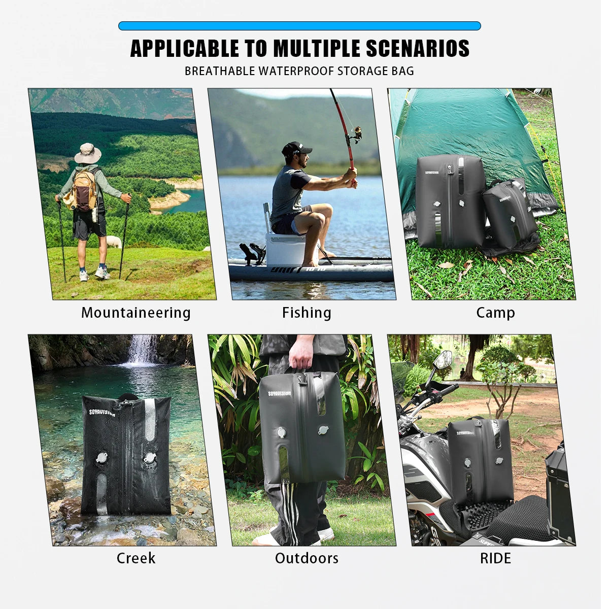SOYAVISION 20L 50L 70L 80L 100L Motorcycle Waterproof Tail Bag Travel Outdoor Luggage Bag Motorcycle Seat Bag