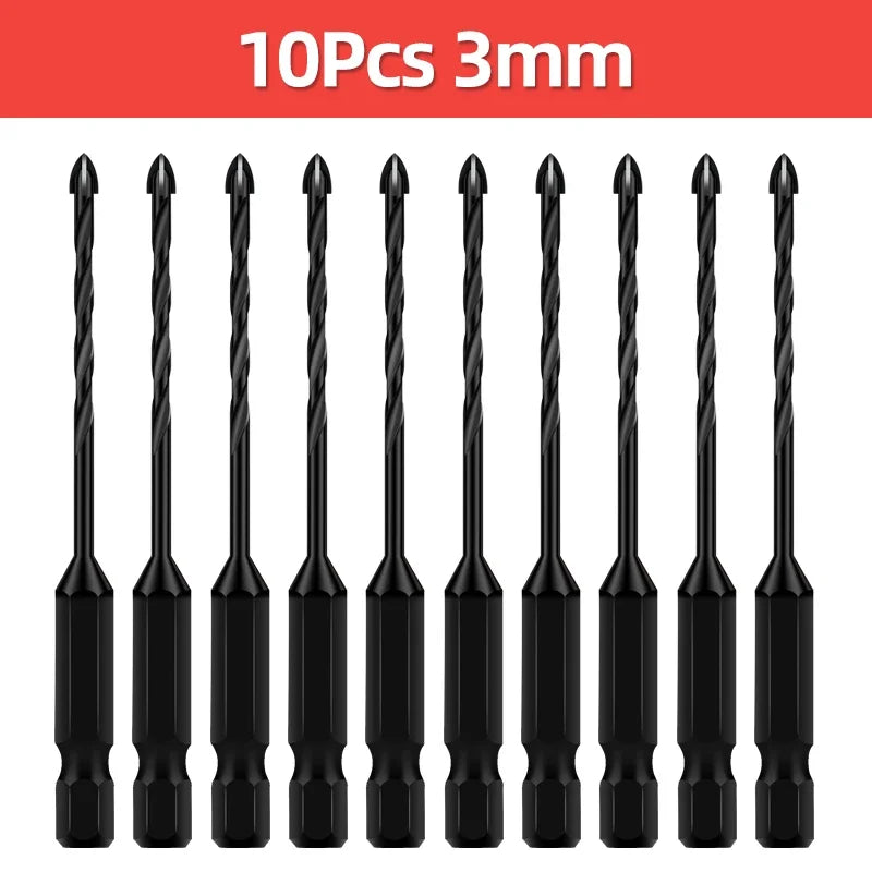 Cross Hex Tile Drill Bit For Glass Concrete Ceramic Tile Hole Opener Tungsten Carbide Hard Alloy Bits Set Tools 3 4 5 6 8 10 12mm
