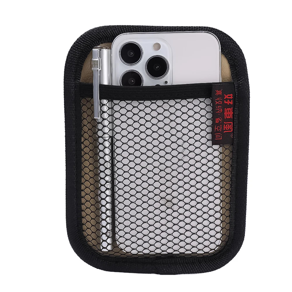 Car Leather Mesh Bag Oxford Fabric Storage Net Bags Car Interior Organizer Phones Coins Keys Storage Auto Stowing Tidying Tools