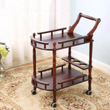 Solid Wood Multipurpose Shelf Display Rack, Double-layer Trolley, Mobile Tea Tables, Hotel Household Coffee Tables, Dining Car 