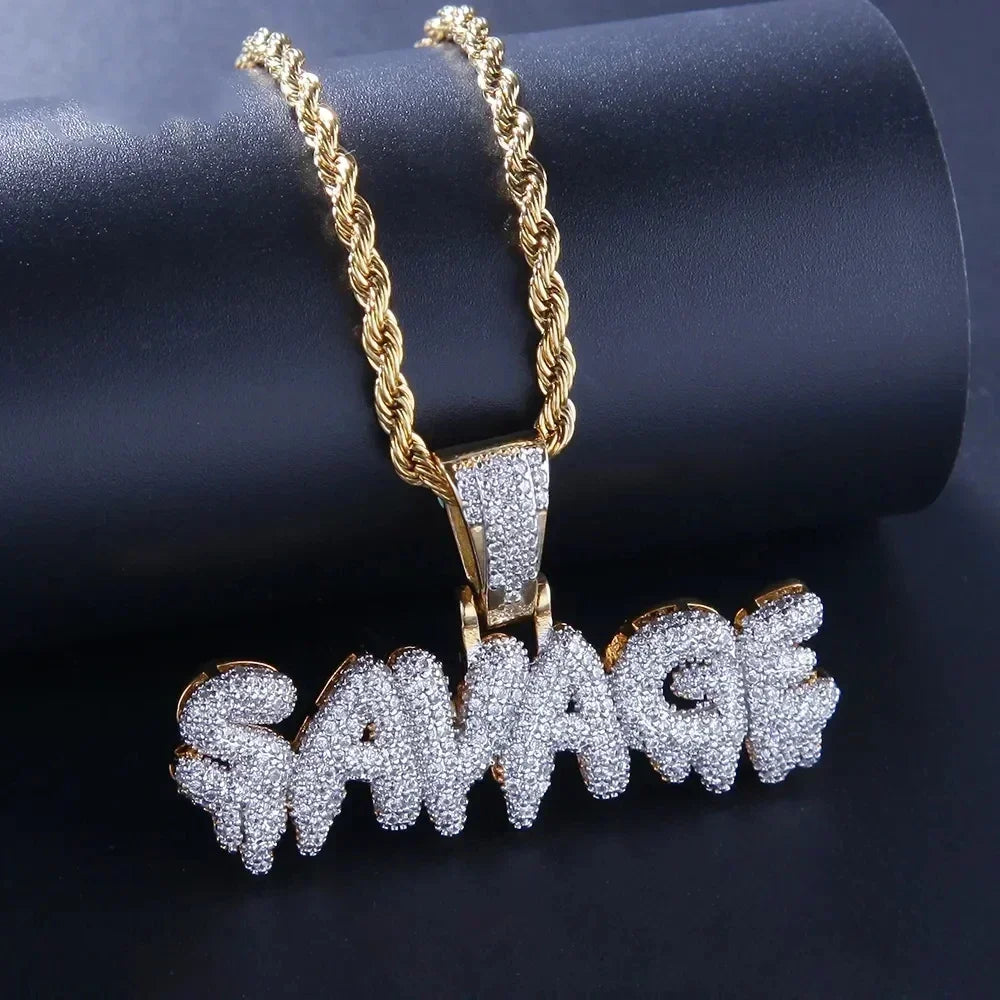 Bing Iced Out XO Colar Pingente de letra de zircônia cúbica para homens e mulheres Hip Hop Street Rock Rap Party Jewelry