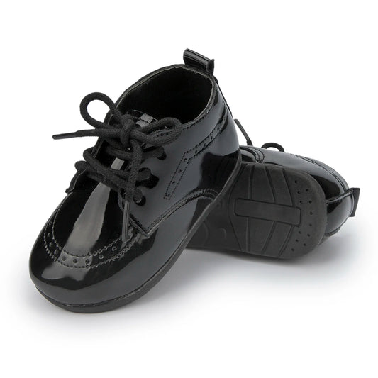 Meckior New Baby Shoes Retro Leather Boy Girl Shoes Toddler Rubber Sole Anti-slip First Walkers Newborn Infant Baby Crib Shoes