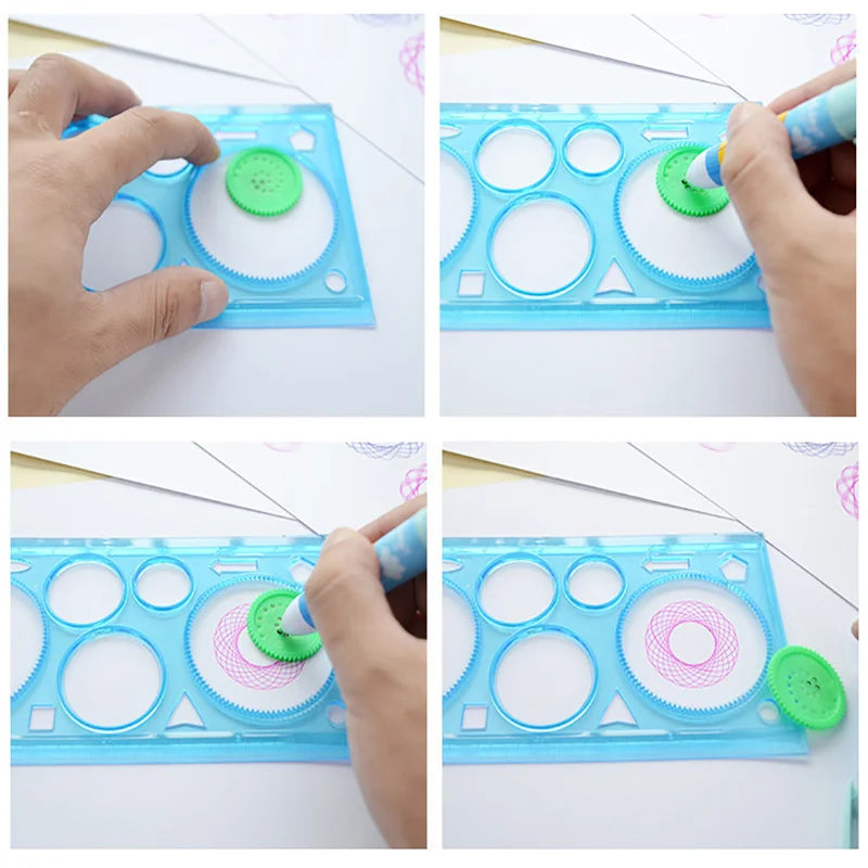 Juego de plantillas de dibujo con espirógrafo geométrico, plantilla de pintura, manualidades artísticas, juguete educativo creativo para niños, variedad de flores, regla
