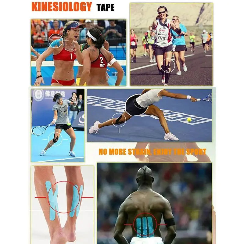 Tapes Kinesio Elastic Bandage Knee Pads Tapes Kinesiology Support Pads Locking Sports Self-Adhesive Venda Kinesiotape Bandage ￼