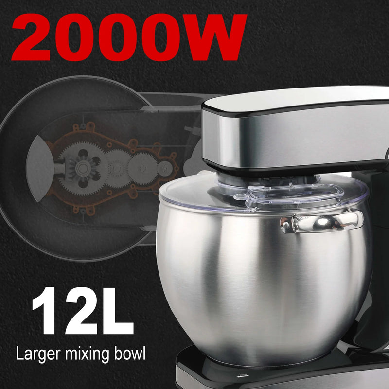 Electric Kitchen Mixer, Stainless Steel Bowl with Dough Hook, Whisk & Blender, Food Blender for Baking, Cake & Cook