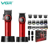 VGR 001 977 new hair trimming set high-end men's hair clipper intelligent digital display electric carving and whitening trimmer