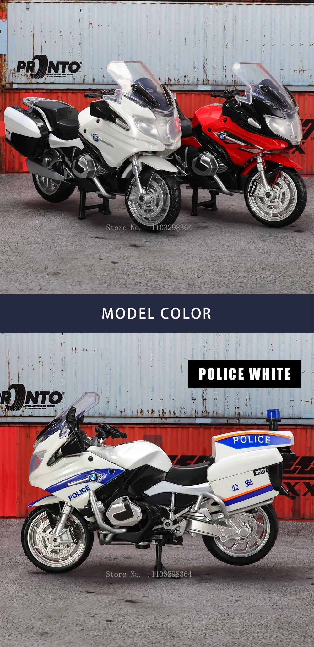 MSZ 1:18 BMW R1250 RT Police Motorcycle Alloy Model Static Die Casting Model Children's Toy Car Motorcycle Model Collection Gift