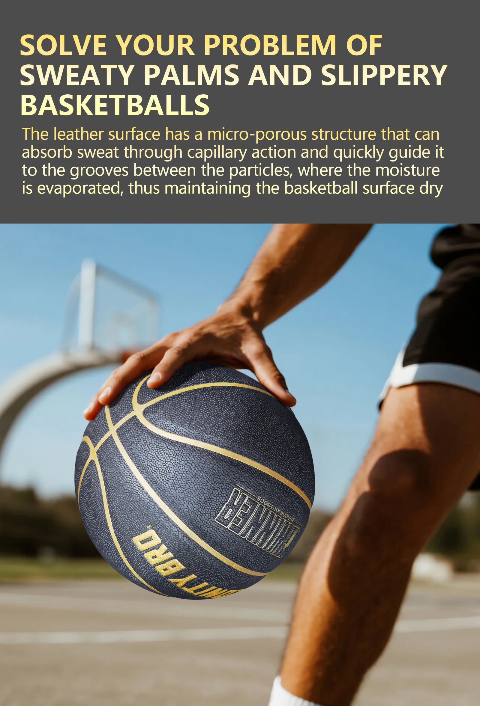 Black Gold Basketball Official Size 7 Composite Leather For Men's and Women's Outdoor Indoor Durable Training Ball High Quality