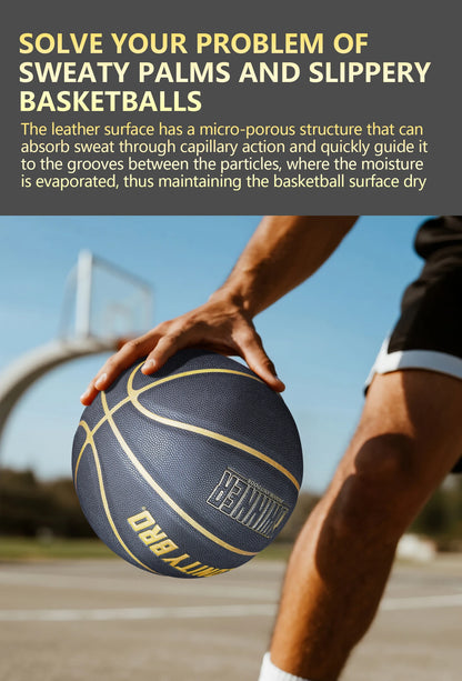 Black Gold Basketball Official Size 7 Composite Leather For Men's and Women's Outdoor Indoor Durable Training Ball High Quality