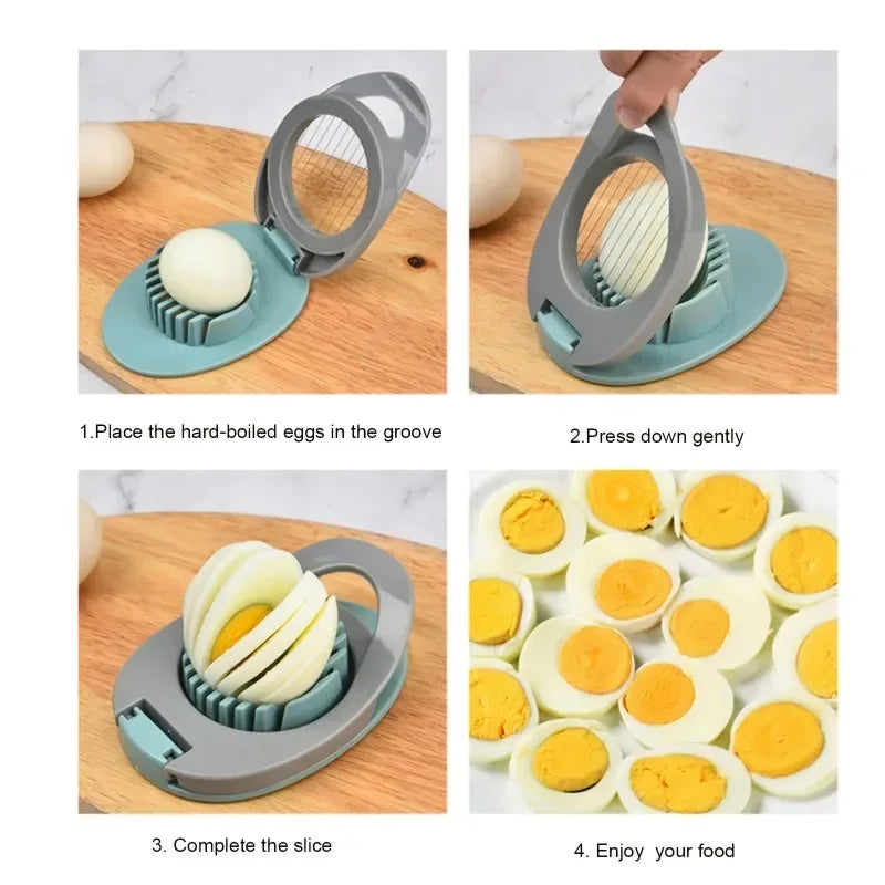 Cortador de huevos multiusos de alambre de acero inoxidable, para huevos duros, de aluminio y para decorar frutas.