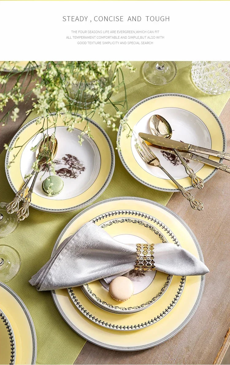 Nordic retro European tableware porcelain plates cups saucers pots high-end luxury sets creative home gifts