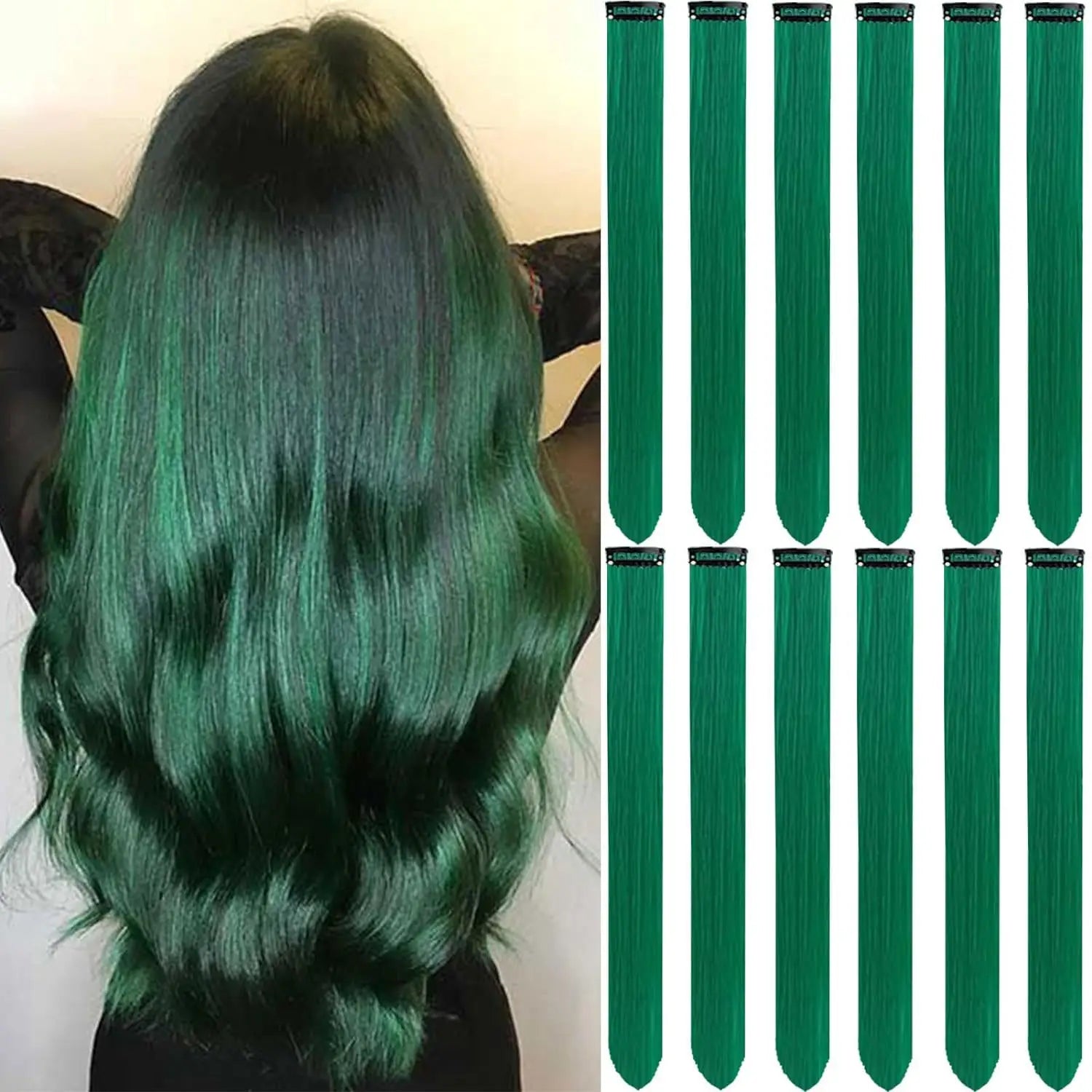 KIt 10 mechas coloridas de cabelos com clip invisível extensões sintéticas praticas