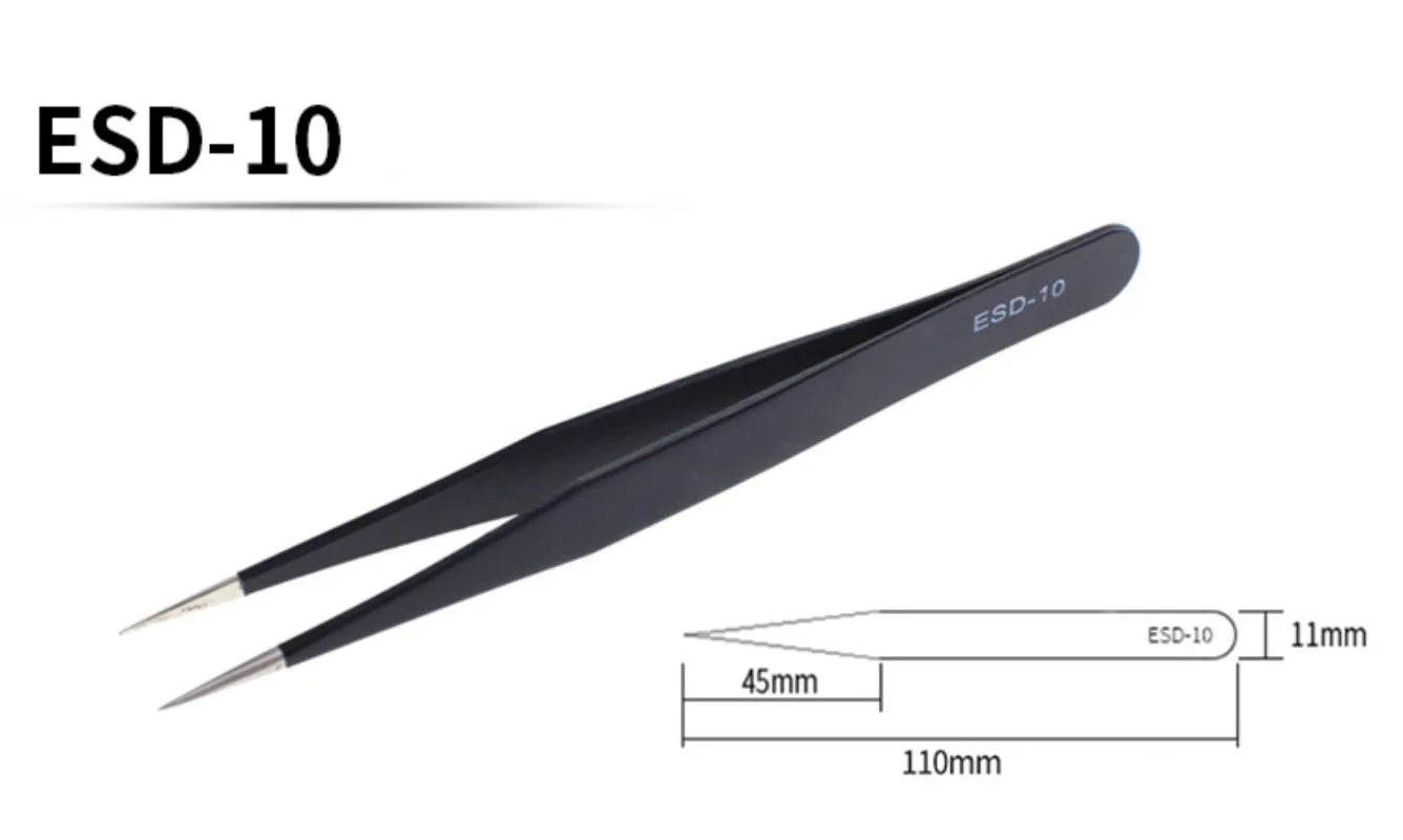 2/6pcs Precision Tweezers Set ESD Anti-Static Stainless Steel Tweezers Repair Tools for Electronics Repair Soldering Craft Tools