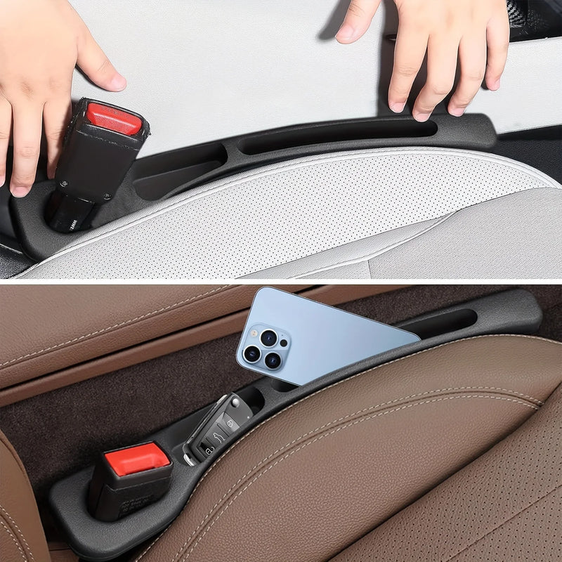 2pc Car Seat Gap Filler Organizer Pu Waterproof Car Seat Gap Plug Strip with 2 Grooves Seat Gap Storage Auto Interior Accessorie
