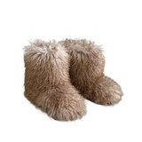 Botas de nieve de mapache para mujer, zapatos de media caña para exteriores, nuevas botas de invierno de una pieza 