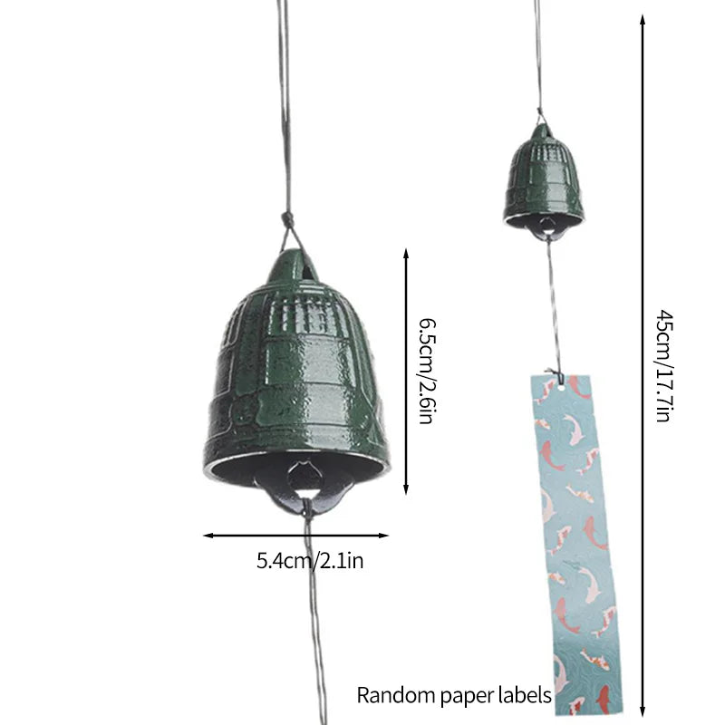 Japanese Wind Chimes Cast Iron Feng Shui Wind Bells Good Luck Hanging Pendant Indoor Outdoor Temple Home Garden Decoration