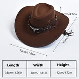 Artificial Suede Western Cowboy Hats Vintage Wide Brim Gentleman Cowgirl Jazz Hat Holiday Party Cosplay Hat