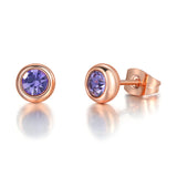 Classic Modern Cubic Zirconia Stud Earrings For Women Simple Rose Gold Color Women's Earing Accessories Fashion Jewelry E270